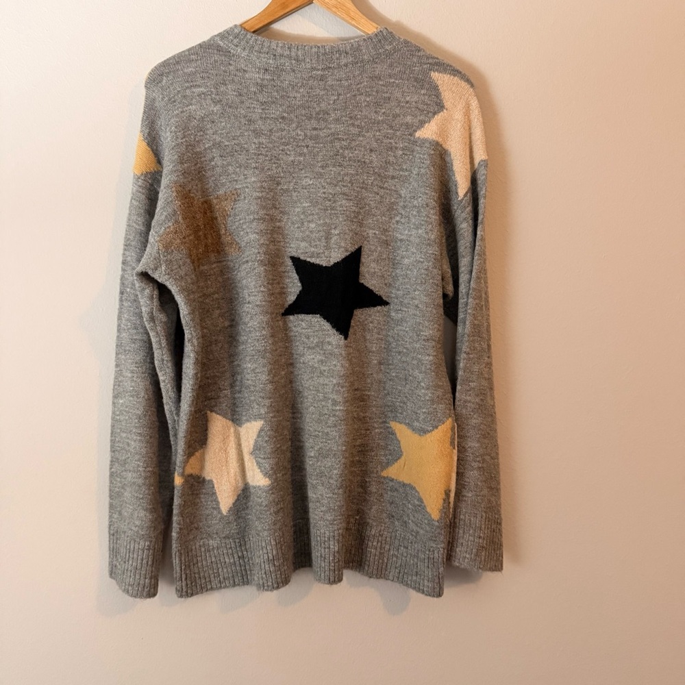 THML Gray Sweater with Star Accents - Picture 2 of 5